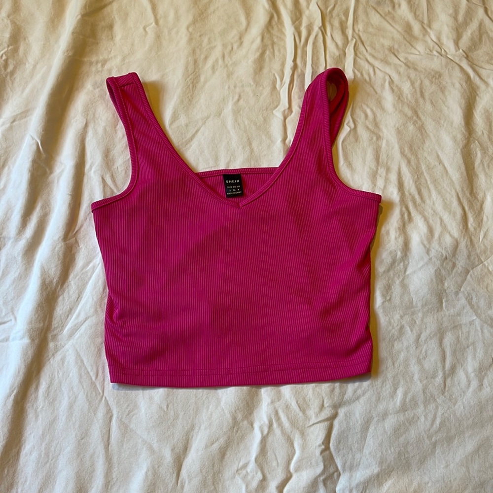 SHEIN crop top in fushcia